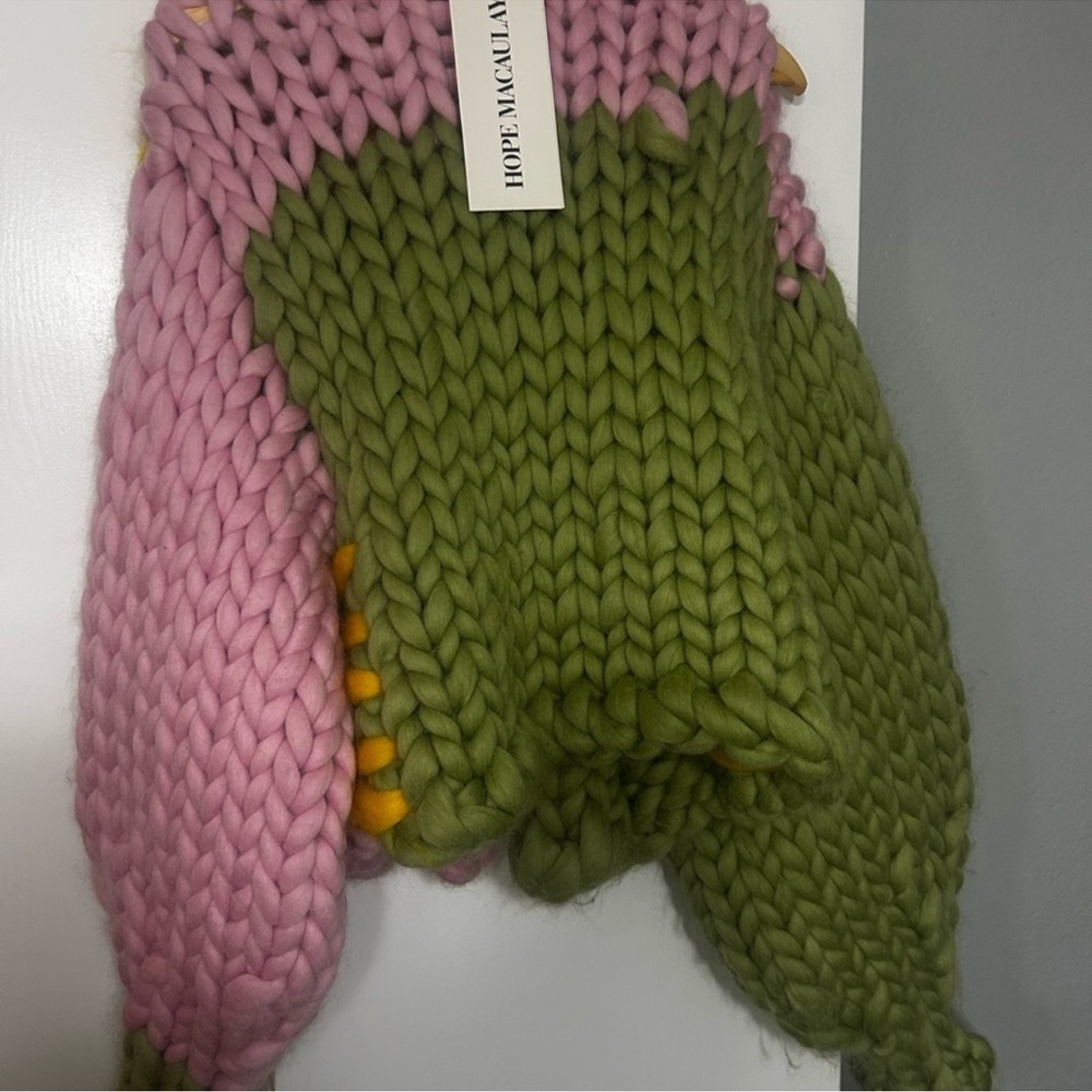 Hope Macaulay Chunky Colorblock Cardigan in Pink, Olive & Mustard - Picture 2 of 4